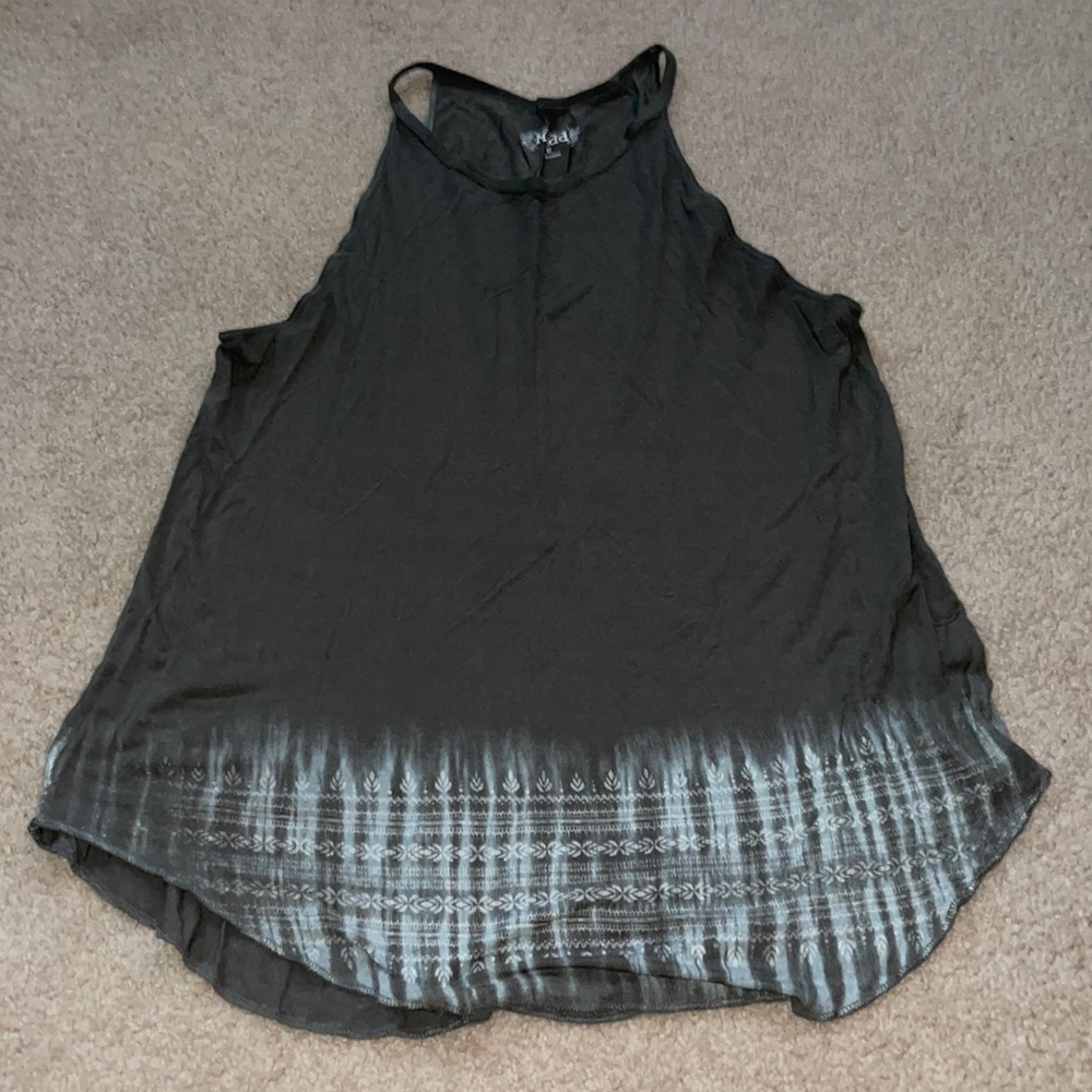 Olive green tank top with pattern